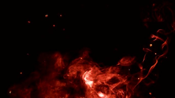 美丽闪闪发光的红色烟雾能量粒子运动插图。4K