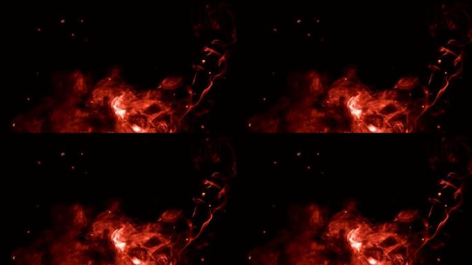 美丽闪闪发光的红色烟雾能量粒子运动插图。4K