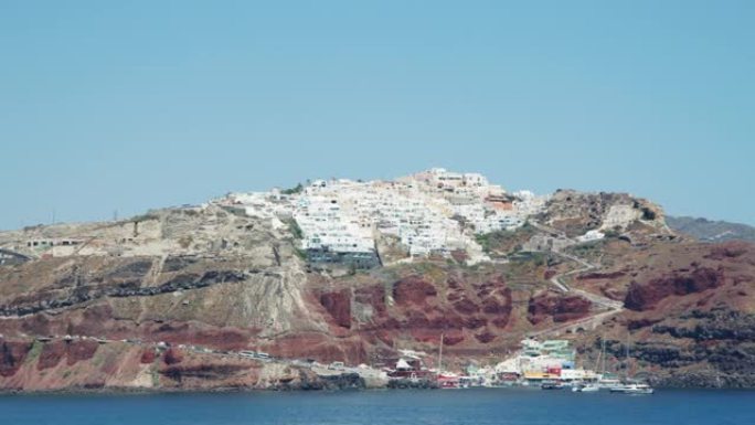 带有希腊圣托里尼岛Ammoudi湾的Oia村