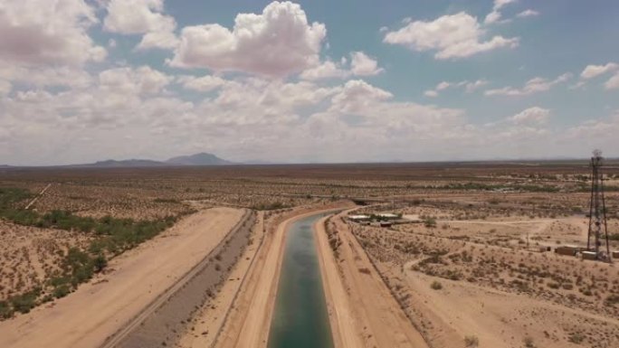 亚利桑那州南部的Salt-Gila渡槽，无人机景观。
