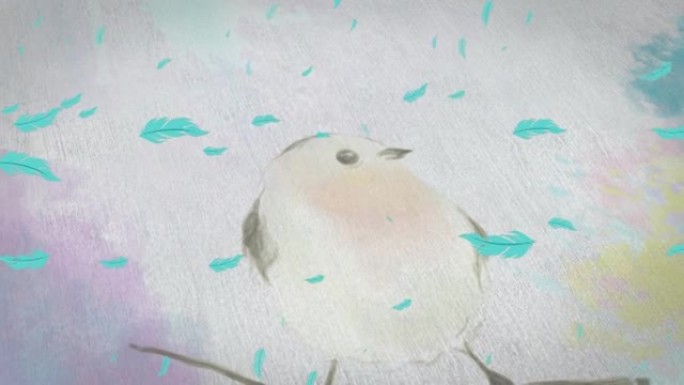 鸟在多根羽毛上绘制的动画