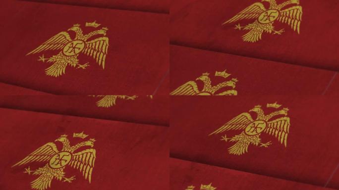 拜占庭动画库存视频-拜占庭国旗纹理3d渲染背景-高度详细的织物图案库存视频