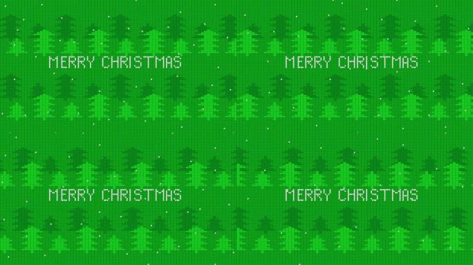 绿色森林与雪和圣诞快乐的文字，丑陋的毛衣。