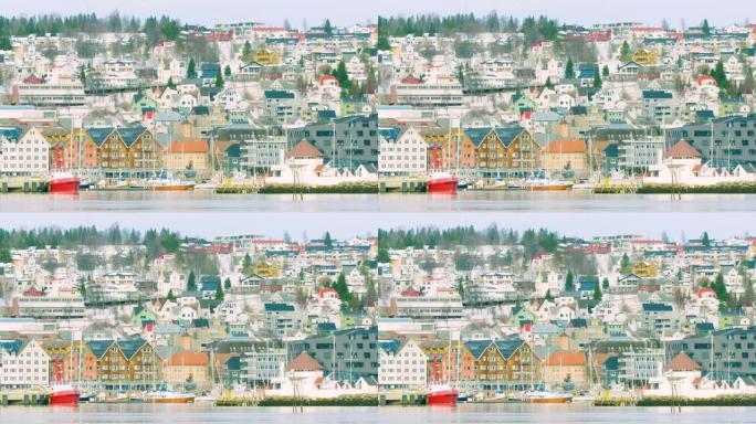挪威特罗姆瑟美丽多彩的房屋和港口