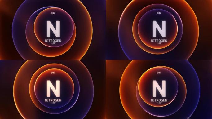 氮元素周期表科学内容标题设计动画抽象紫色橙色渐变环背景