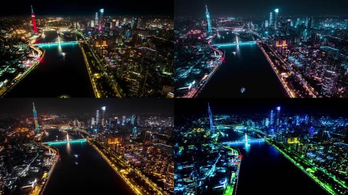 广州珠江夜游夜景航拍4组调色风格1