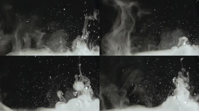 抽象烟雾在黑色背景上移动。雾的形成。实验室的化学经验。太空雾。均衡器，视频效果。炼金术。冥想，反思，