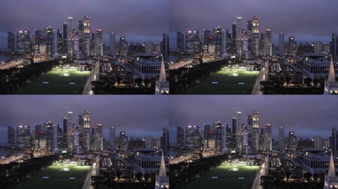 新加坡天际线夜景市中心