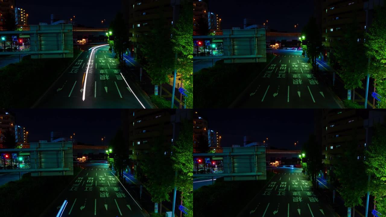 东京市区街道交通拥堵的夜晚时光倒流