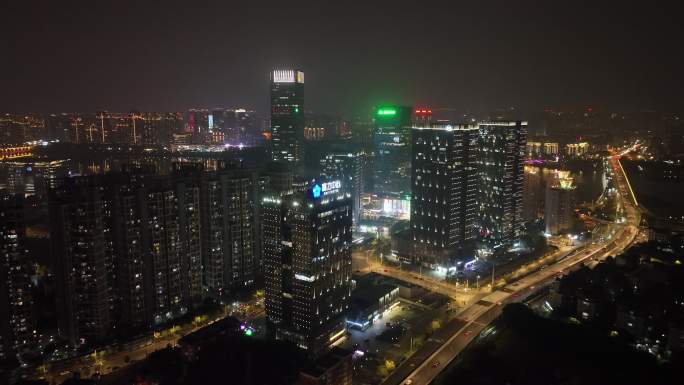 福州夜景航拍城市夜景