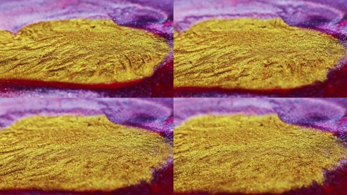 流体魔术创意艺术抽象紫色金色闪光