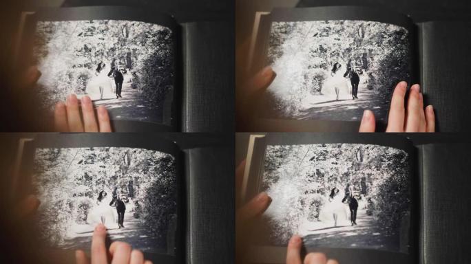 Lady strokes在专辑中褪色的祖父母婚礼图像