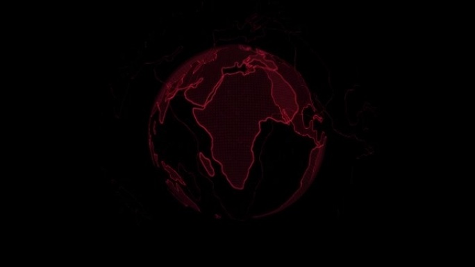 地球红色旋转的数字全息图。3D渲染