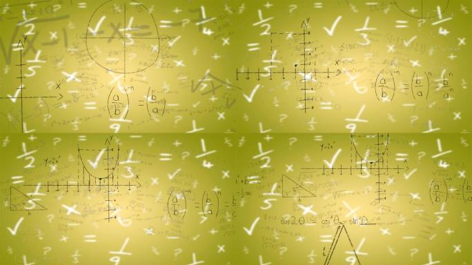 黄色背景上的数学方程动画