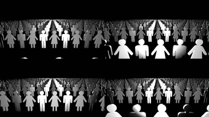 女人和男人对着黑色背景，循环动画。