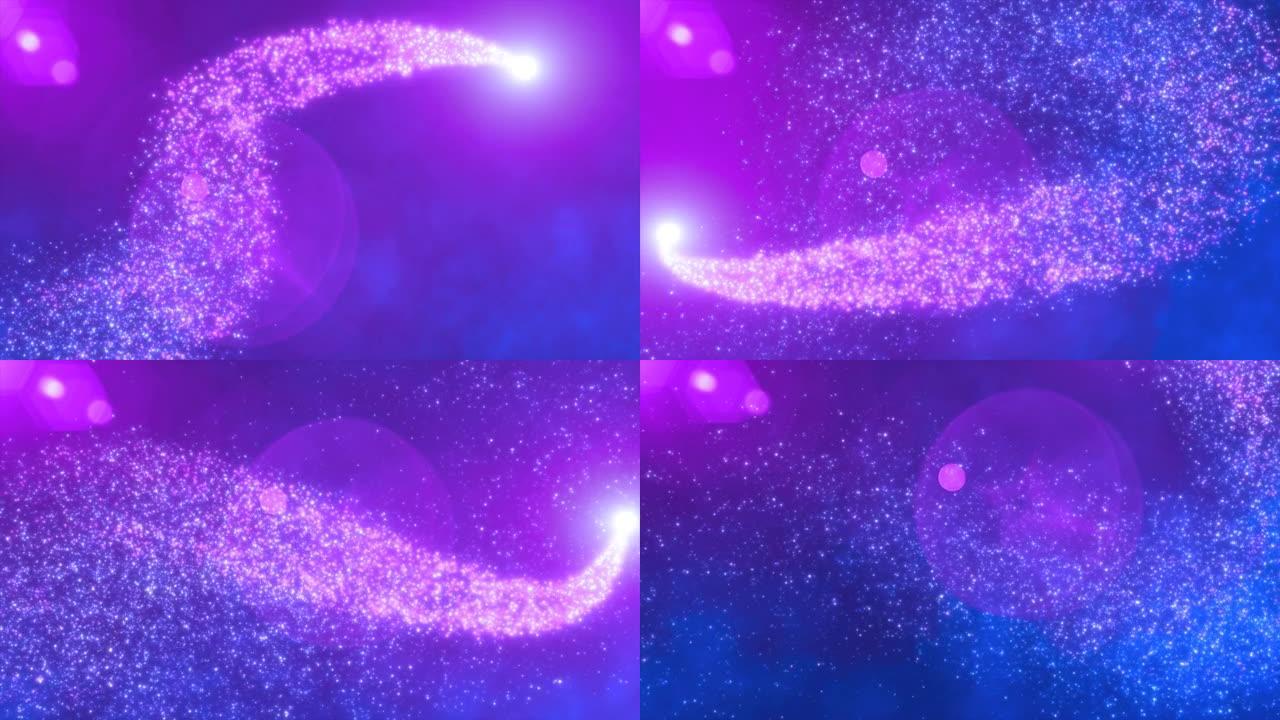 抽象飞线粒子紫色明亮发光神奇能量粒子，抽象背景。视频4k，运动设计