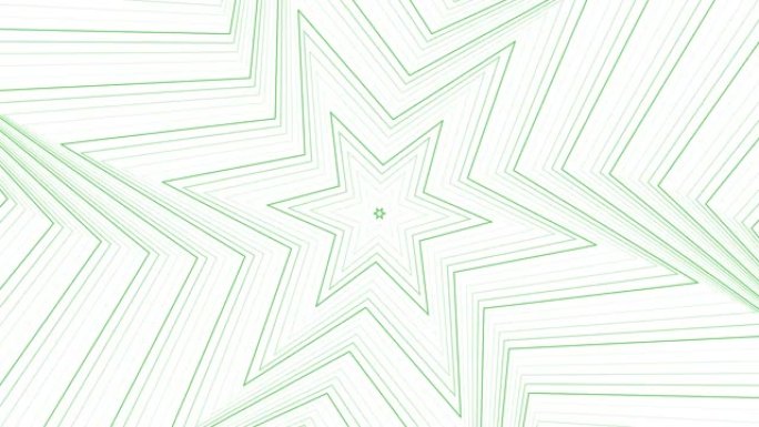 白色背景循环上的绿色纤细自旋六角星简单扁平几何。星光灿烂的旋转电波无尽的创意动画。旋转星星无缝运动图