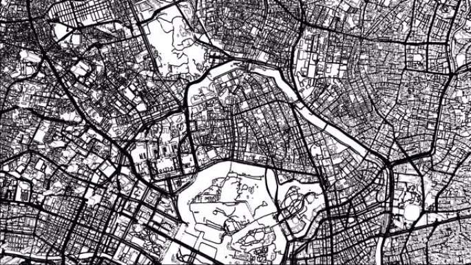 环路城市地图黑白