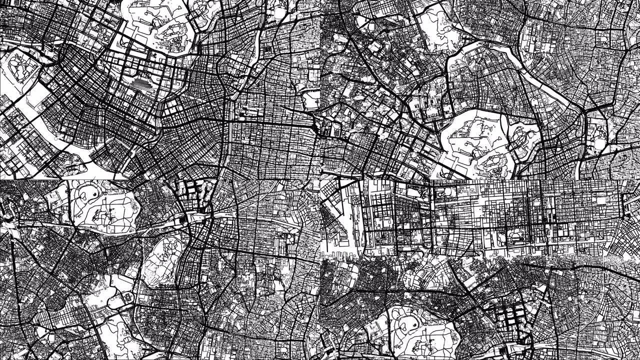 环路城市地图黑白