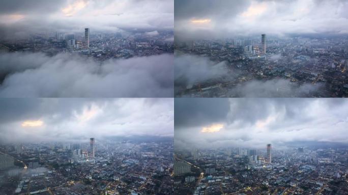 槟城市上空云层的时间流逝