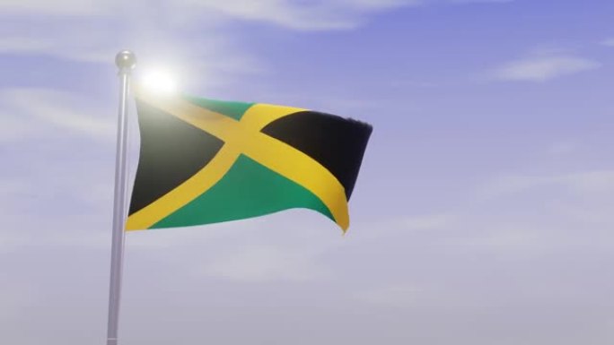 带天空和风的动画国旗-牙买加