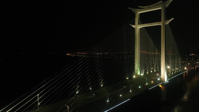 L航拍晋江大桥夜景航拍
