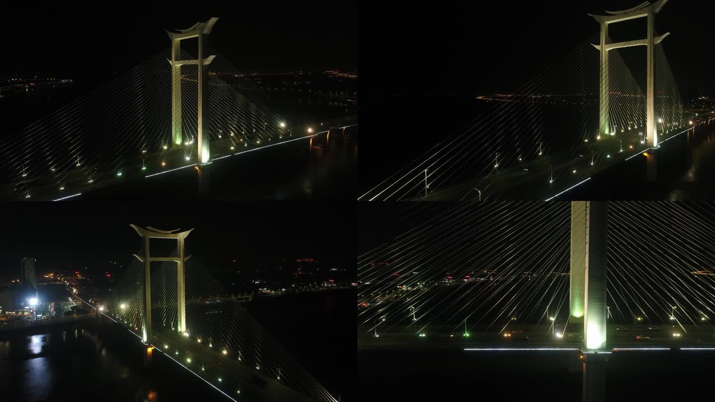 L航拍晋江大桥夜景航拍