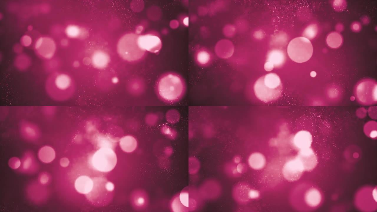 粉色发光散景粒子动画循环