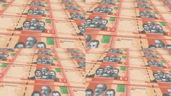 多米尼加共和国纸币比索印刷观察和储备方多米尼加现钞4k分辨率可循环股票视频