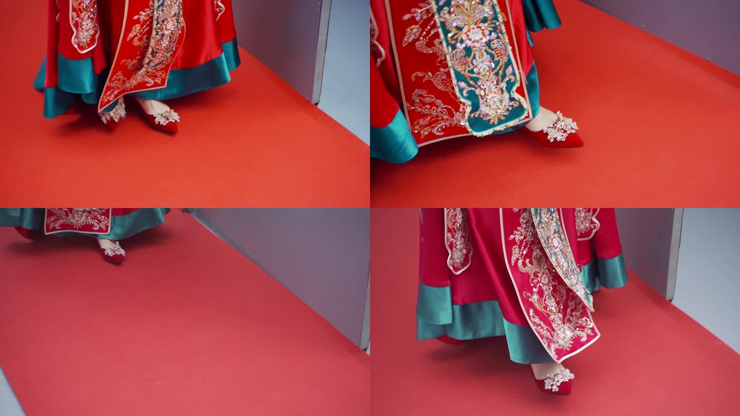 走红地毯的红色高跟鞋