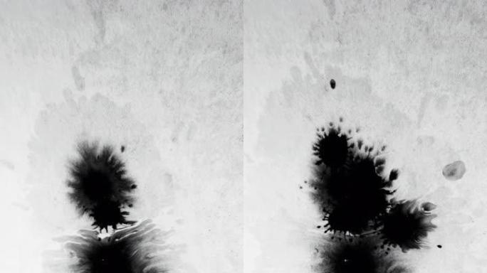 垂直视频油漆水滴墨水飞溅黑色