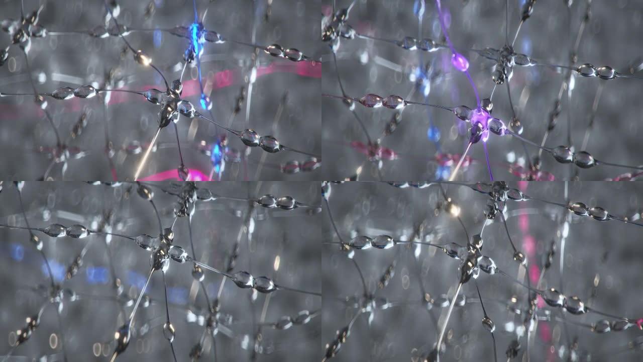 电兴奋神经细胞无缝循环3D渲染动画