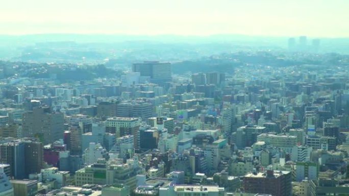 横滨市城市天际线鸟瞰。
