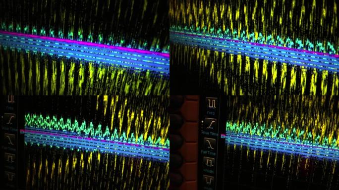 使用动态运动显示鲜艳色彩的4K Stcok示波器波长视频