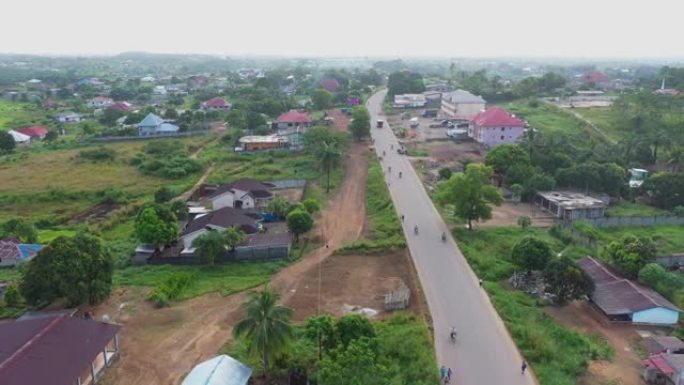 空中城市街道交通博塞拉利昂非洲4K