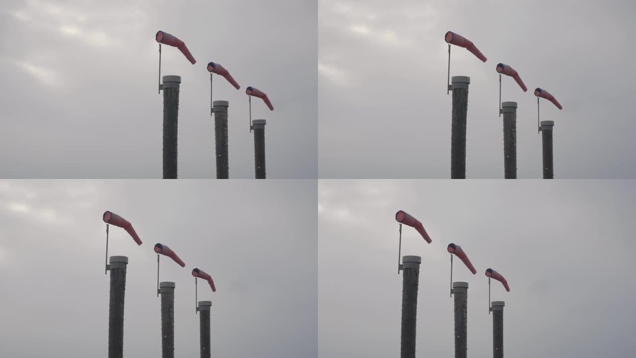 在4k拍摄的暴风雨天空下的横向风力计