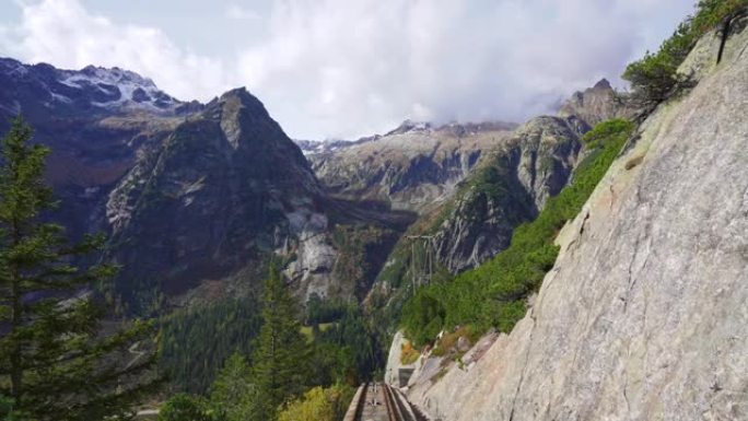 欧洲最陡峭的缆索铁路的POV