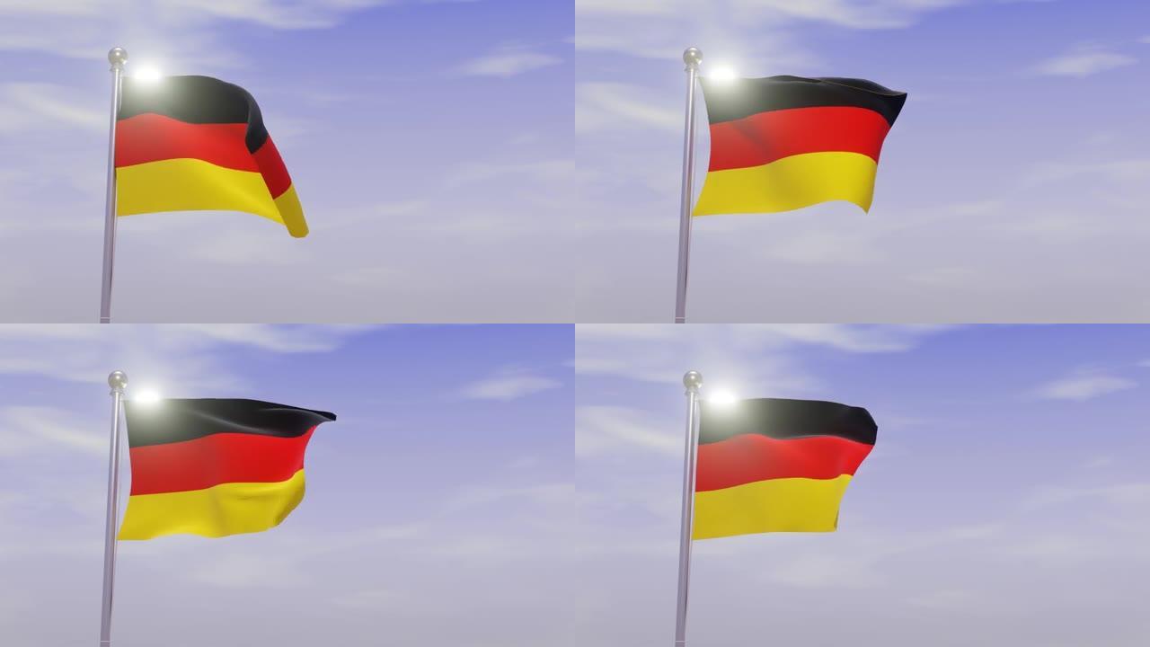 动画国旗与天空和风-德国