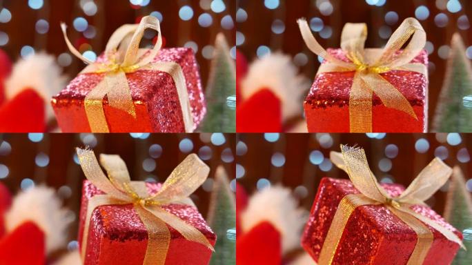 圣诞季节背景，用红色盒子包裹礼物
