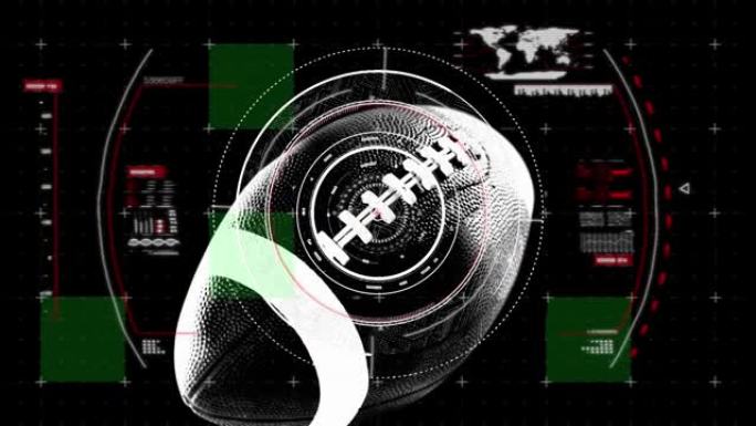 黑色背景上美式橄榄球的各种数据动画