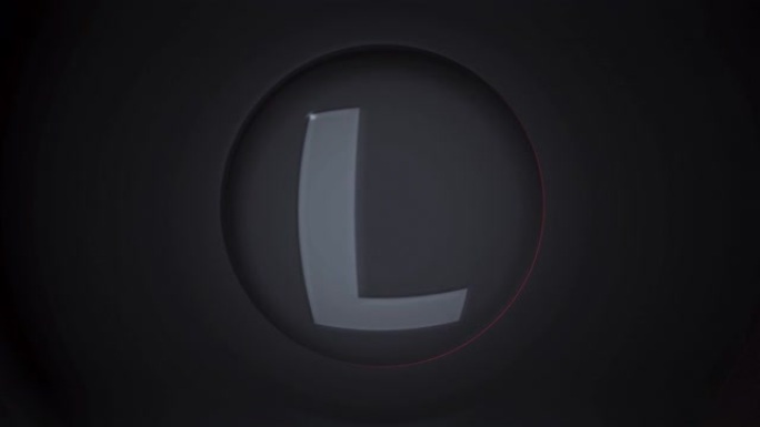 字母L在圆形过渡中动态显示，中间缩放。循环4k