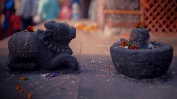 湿婆灵的黑色石头在印度的印度教寺庙