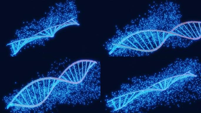 DNA遗传性人类密码概念螺旋双螺旋形状，鸟嘌呤，腺嘌呤，胞嘧啶，胸腺嘧啶与碱基对建立在梯子上。三维计