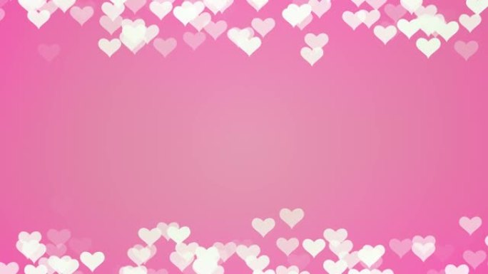 情人节粉红动画心问候爱心。火花，情人节的心，情人节，结婚周年无缝循环背景