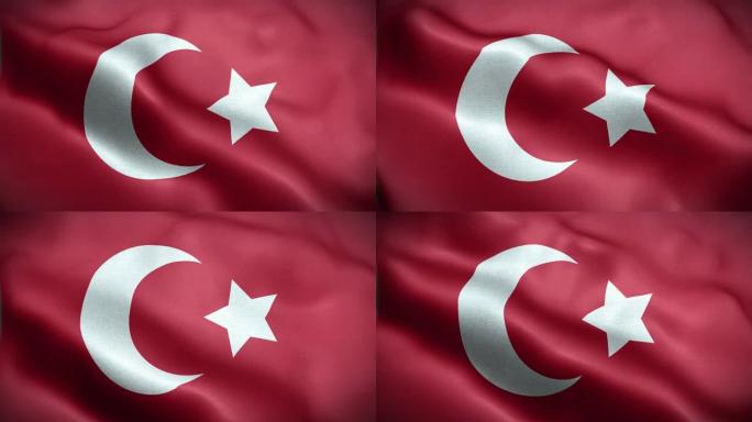 4K纹理奥斯曼帝国的旗帜动画股票视频-奥斯曼国旗在循环中挥舞-高度详细的奥斯曼帝国旗帜股票视频