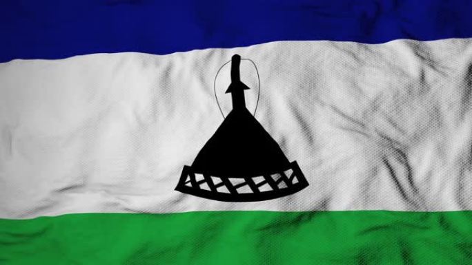 飘扬的莱索托国旗在3D渲染