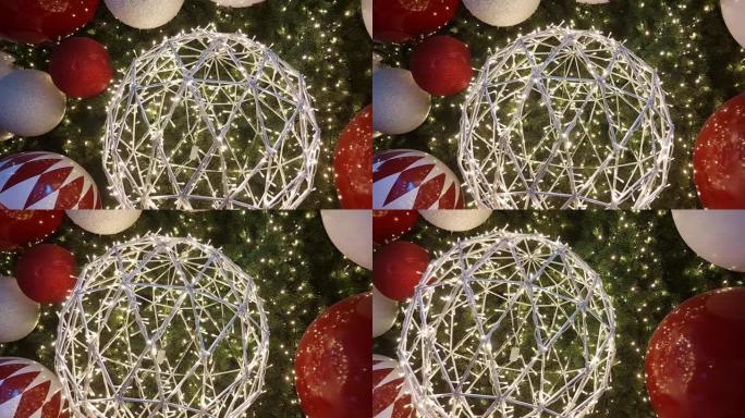 圣诞装饰和装饰品、灯、球体和圣诞树