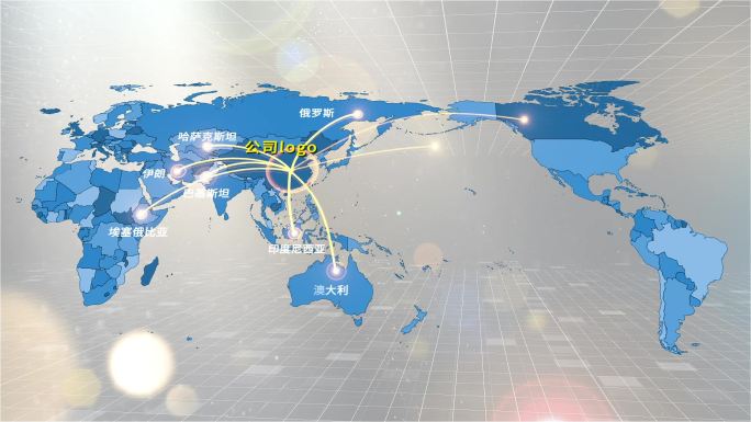 公司项目辐射世界多地地图文字展示AE模板