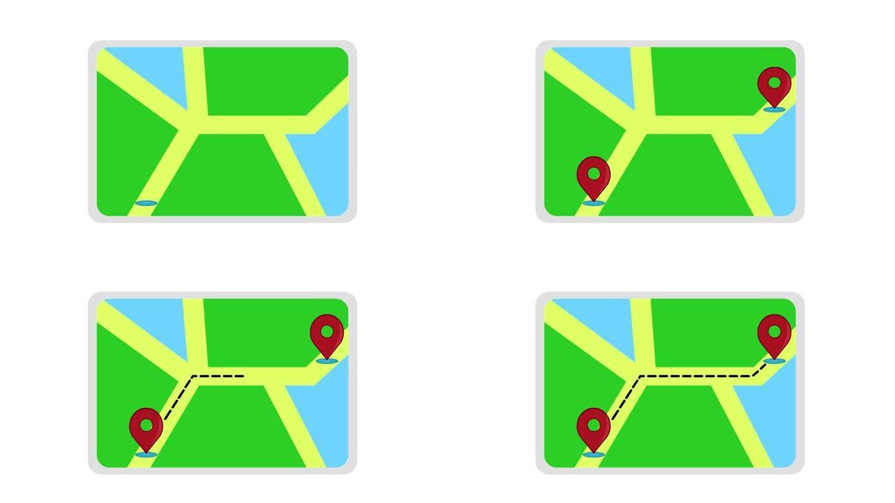 动画图标gps符号全球定位系统地图距离