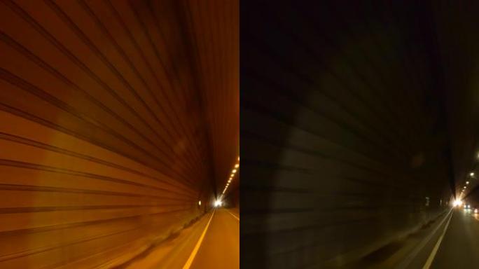 开车穿过隧道交通发展安全行驶第一视角